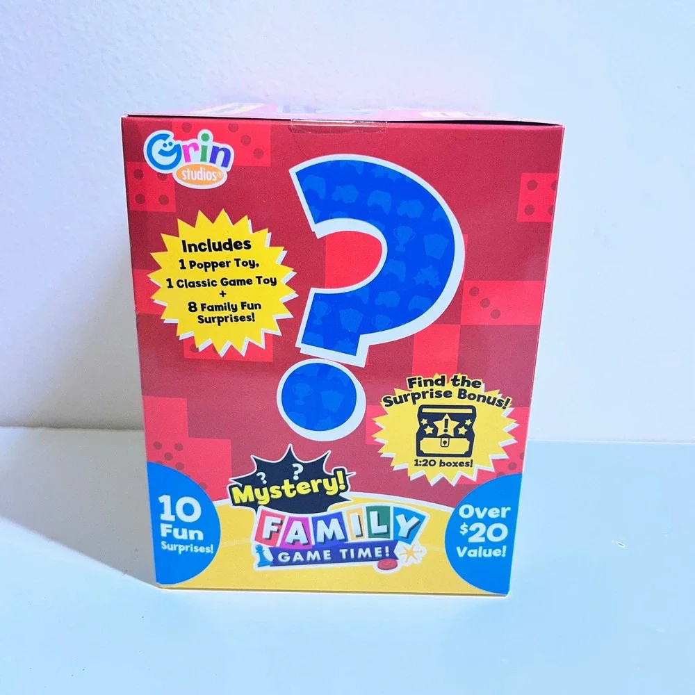 Grin Studios Mystery Family Game Time Box 10 Surprises Red Blind Box Toy